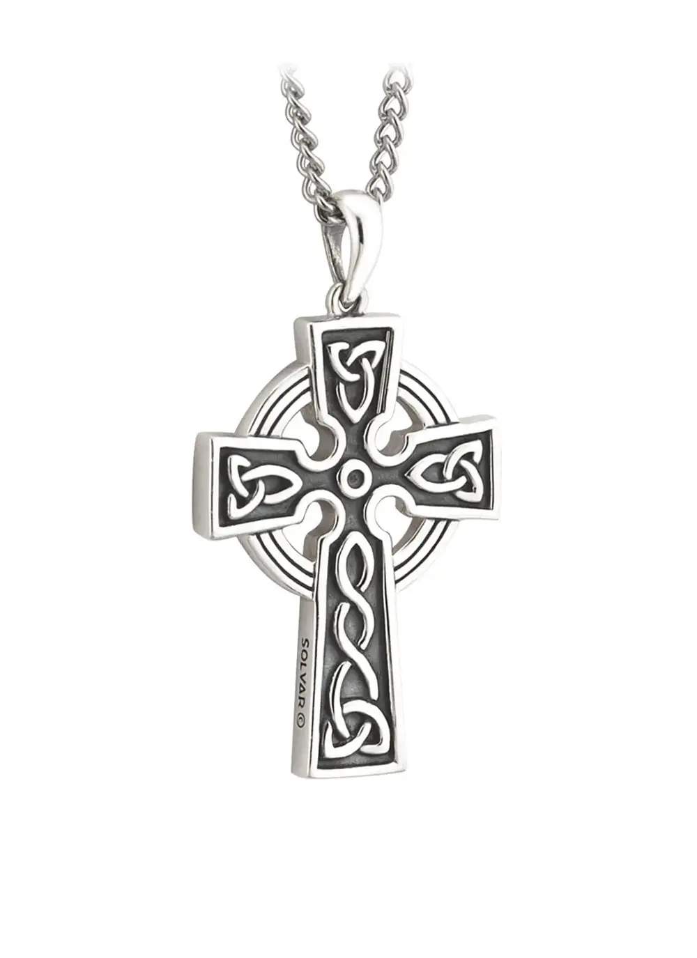 Gents Sterling Silver Double Sided Oxidized Cross